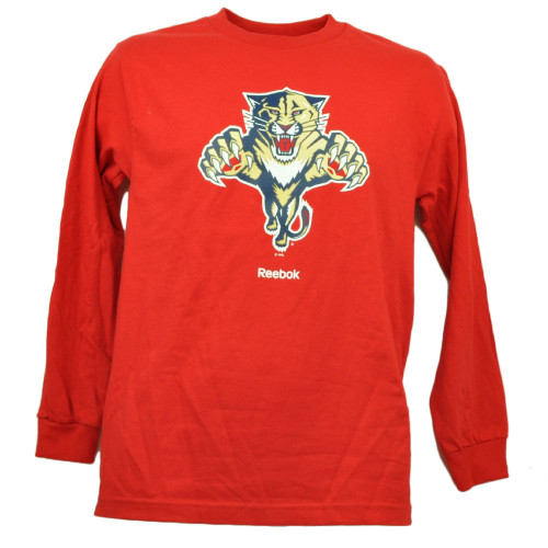 Florida Panthers Long Sleeve Red Tshirt Hockey Reebok Mens Crew Neck Sport 