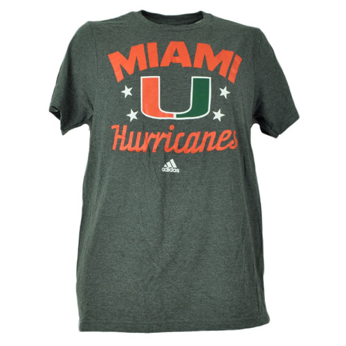 NCAA Miami Hurricanes Men's Adult Tshirt Tee Gray Short Sleeve Crew Neck Canes