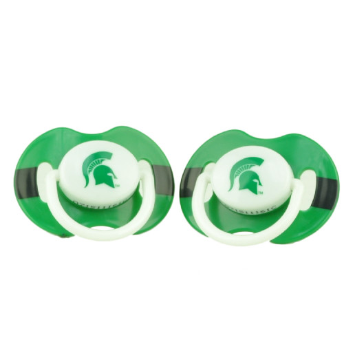 Michigan State Spartans Orthodontic Pacifiers Infant Baby Fanatic 2 Piece Green