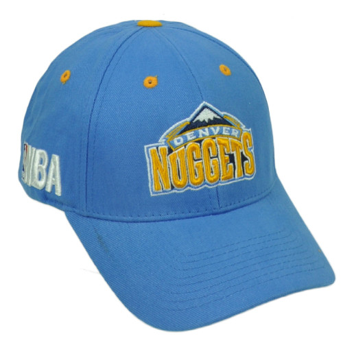 Denver Nuggets Baby Blue Basketball Hat Cap Curved Bill Adjustable NBA Yellow