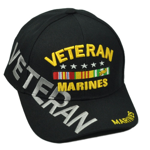 U.S United States Marines Corps Veteran Vet Adjustable Black Hat Cap Military