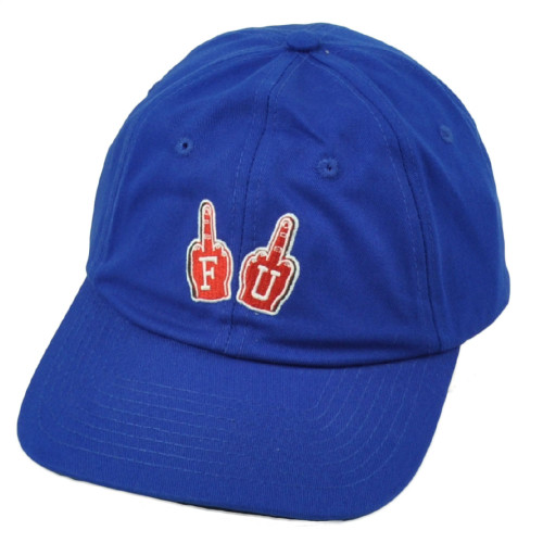 F U Foam Fingers Funny Royal Blue Garment Wash Curved Bill Hat Cap Sun Buckle