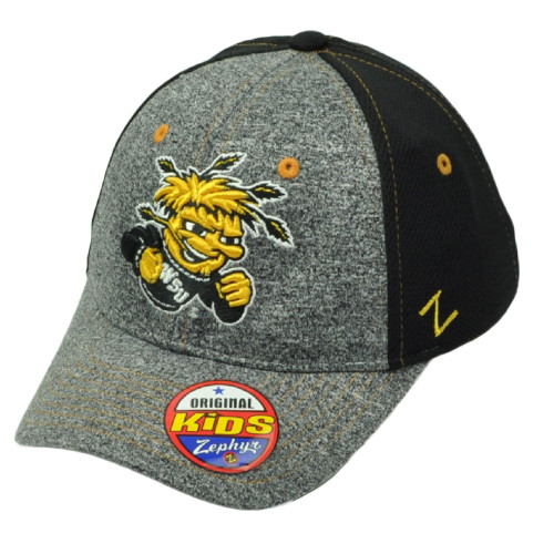 NCAA Zephyr Wichita State Shockers Flex Fit Youth Kids Heather Gray Stretch Hat