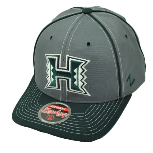 NCAA Zephyr Hawaii Rainbow Warriors Adjustable Curved Bill Hat Cap Gray Green