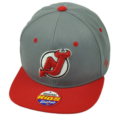 NHL Zephyr New Jersey Devils Youth Kids Flat Bill Snapback Adjustable Hat Cap