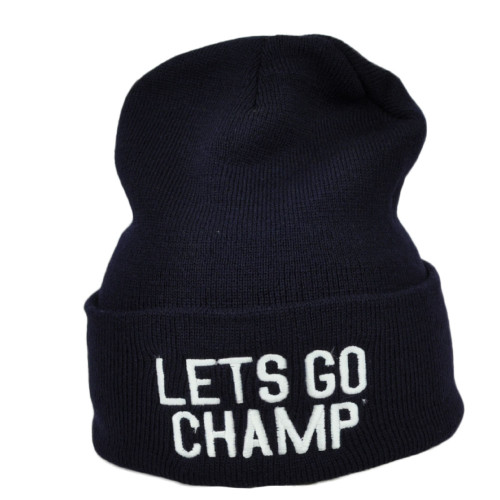 Lets Go Champ Shannon Cannon Briggs Navy Beanie Knit Cuffed Hat Boxer Toque