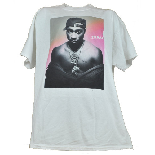 Tupac Shakur Rapper Mens Adult Tshirt White Tee Crew Neck Music Short Sleeve