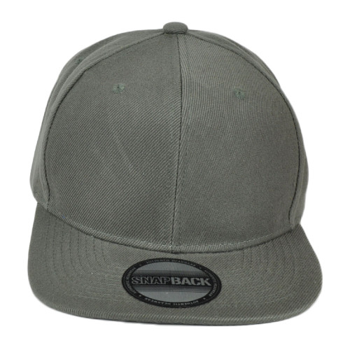 Blank Gray Constructed Flat Bill Snapback Hat Cap Plain Solid Color Adjustable