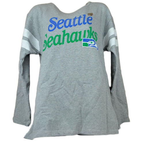 NFL Seattle Seahawks Women's Crew Neck Long Sleeve Sweater Distressed Gray