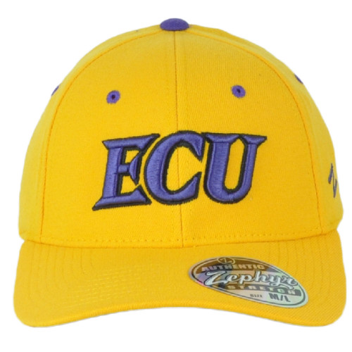 NCAA Zephyr East Carolina Pirates Yellow Flex Fit Stretch Youth Hat Cap Curved