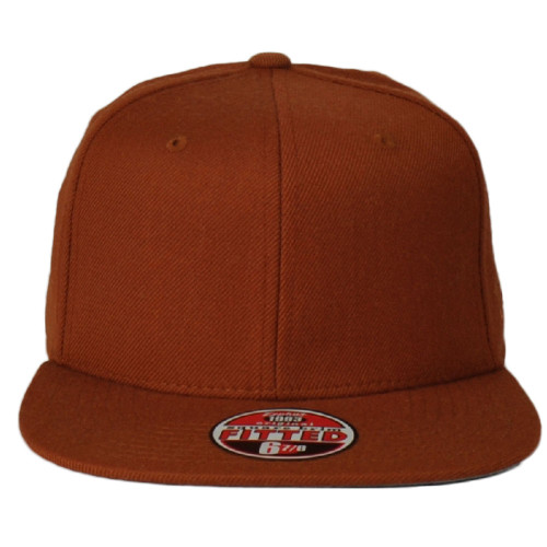 Zephyr Dark Orange Fitted 6 7/8 Structured Blank Plain Solid Color Adult Hat Cap