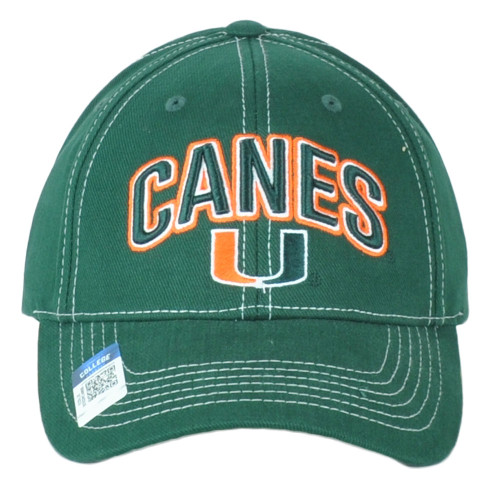 NCAA Captivating Miami Hurricanes Structured Adjustable Curved Bill Hat Cap Gree