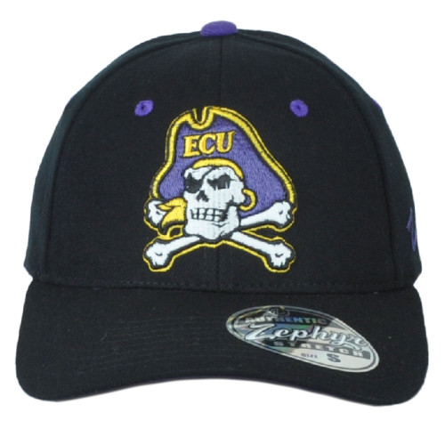 NCAA Zephyr East Carolina Pirates ECU Fitted Strech Youth Kids Black Hat Cap