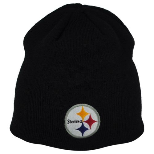 NFL Team Apparel Pittsburgh Steelers Black Knit Beanie Cuffless Skully Hat Toque