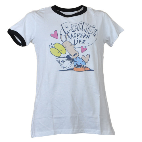 Nickelodeon Rocko's Modern Life Spunky Cartoon Womens Ladies Tshirt Tee White