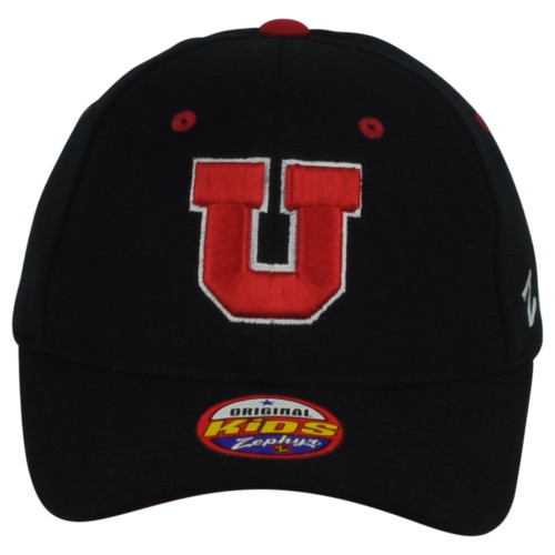 NCAA Zephyr Utah Utes Hockey Black Fitted Logo Curved Bill Youth Kid Hat Cap