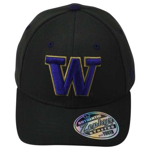 NCAA Zephyr Washington Huskies Gray Fitted Logo Curved Bill Youth Kid Hat Cap