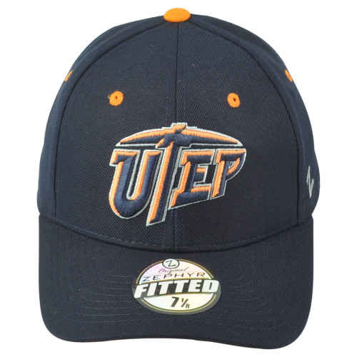 NCAA Zephyr UTEP Miners Blue Navy Curved Bill Adult Men Fitted Size Hat Cap