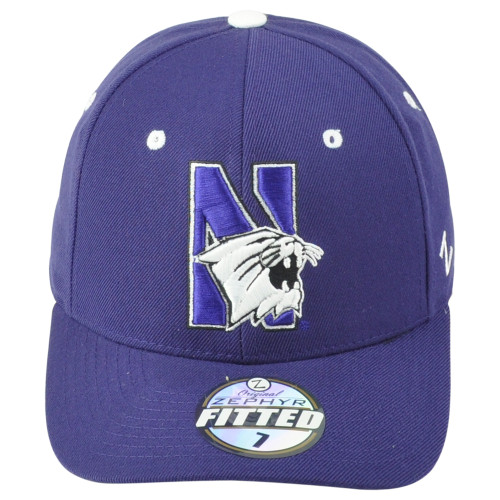 NCAA Zephyr Northwestern Wildcats Purple Logo Adult Men Fitted Size Hat Cap