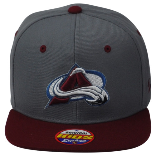 NHL Zephyr Colorado Avalanche Flat Bill Adjustable Snapback Youth Kids Hat Cap