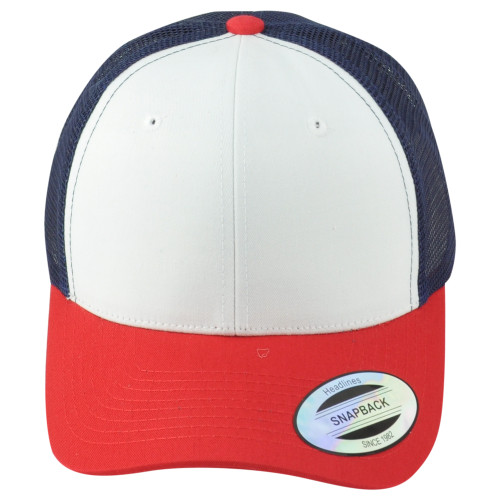 White Red Blue Mesh Snapback Curved Bill Adjustable Blank Solid Color Hat Cap