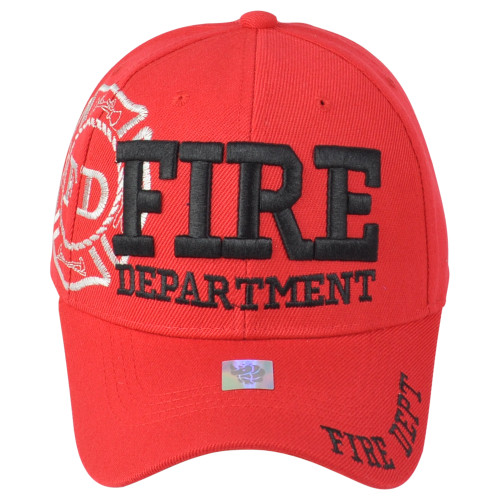 Fire Dept Department Firefighters Logo Adults Constructed Red Adjustable Hat Cap