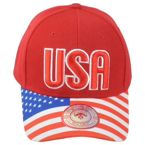 United States USA Flag Logo American Patriotic Red Adjustable Adults Men Hat Cap