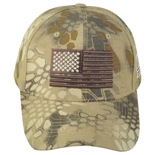 United States USA Flag 3D Logo American Brown Camouflage Camo Snapback Hat Cap