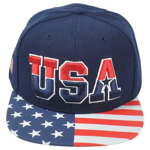 United States USA Flag Logo American Patriotic Navy Snapback Adults Men Hat Cap