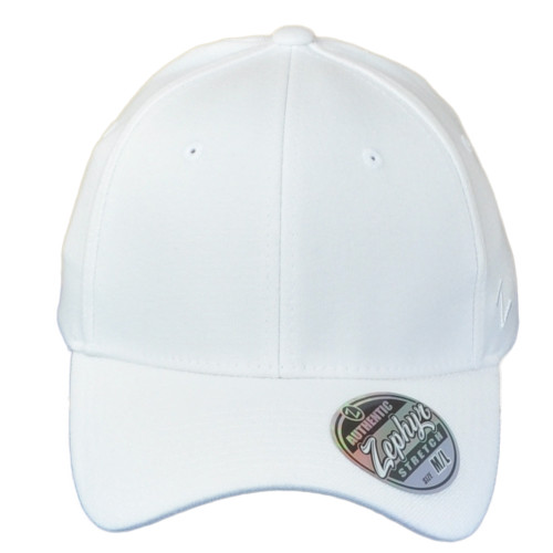 Zephyr White Flex Fit Kids Youth Solid Curved Bill Blank Plain Stretch Hat Cap