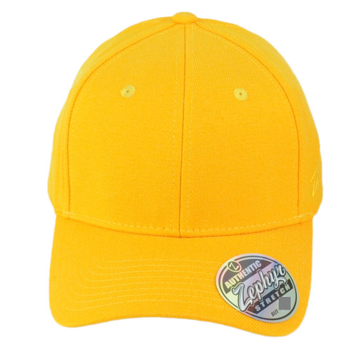 Zephyr Yellow Flex Fit Small S Curved Bill Blank Plain Stretch Solid Hat Cap