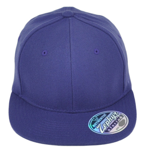 Zephyr Purple Flex Fit Small S Adult Flat Bill Blank Plain Stretch Solid Hat Cap