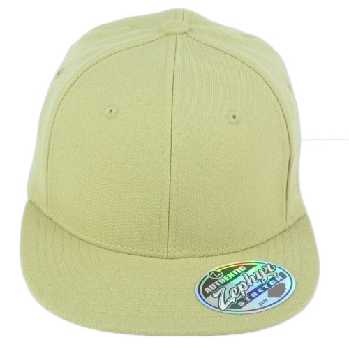 Zephyr Beige Flex Fit Medium/Large M/L Flat Bill Blank Plain Stretch Hat Cap