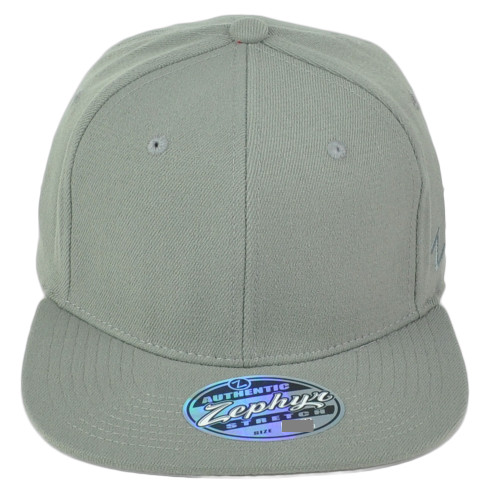 Zephyr Light Grey Flex Fit Medium/Large ML Flat Bill Blank Plain Stretch Hat Cap