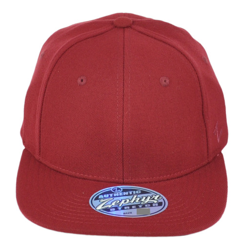 Zephyr Maroon Flex Fit Medium/Large Solid Flat Bill Blank Plain Stretch Hat Cap