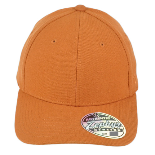 Zephyr Burnt Orange Flex Fit Medium/Large M/L Curved Bill Blank Stretch Hat Cap