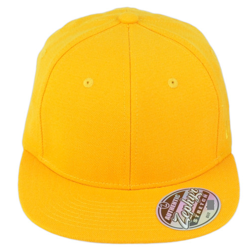 Zephyr Yellow Flex Fit Medium/Large Flat Bill Blank Plain Stretch Solid Hat Cap