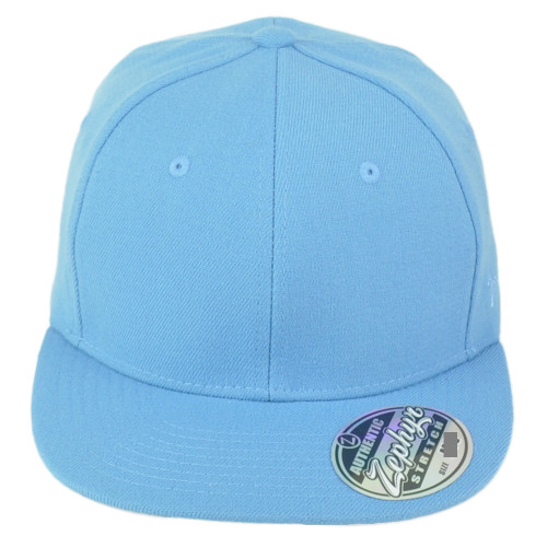 Zephyr Sky Blue Flex Fit X-Large XL Flat Bill Blank Plain Stretch Solid Hat Cap