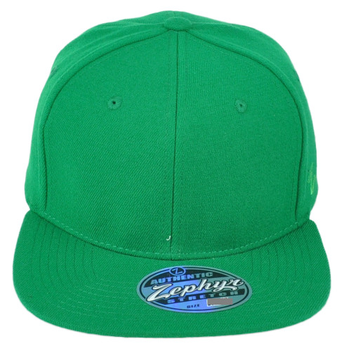 Zephyr Green Flex Fit Small S Men Flat Bill Blank Plain Solid Stretch Hat Cap