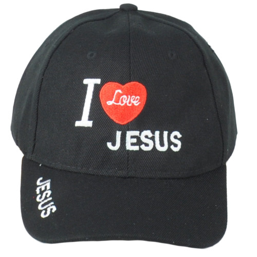 I Love Jesus Heart Religious Christians Bible Adults Black Adjustable Hat Cap