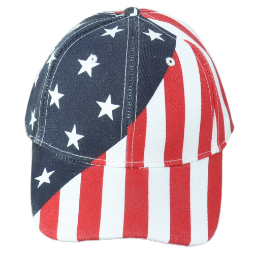 United States USA Flag Red White Blue Curved Bill Adjustable Adults Hat Cap