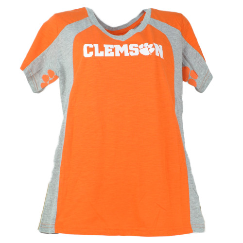 NCAA Clemson Tigers Ladies Orange Womens Tshirt  Short Sleeve Tee Crew Neck