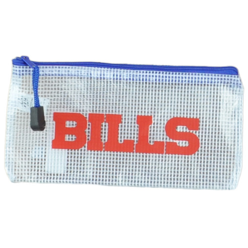 NFL Buffalo Bills Clear Zippered Pencil Pouch Bag Sports Fan School Office