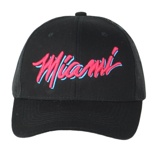 Miami Basketball South Beach Colors Black Mesh Adjustable Curved Bill Hat Cap