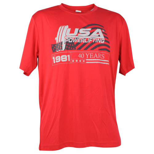 USA Powerlifting Weight Gym Red Short Sleeve Dry Fit Tshirt Tee Adults Men