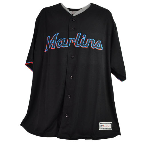 Men's Miami Marlins Majestic Black Big & Tall Alternate Replica