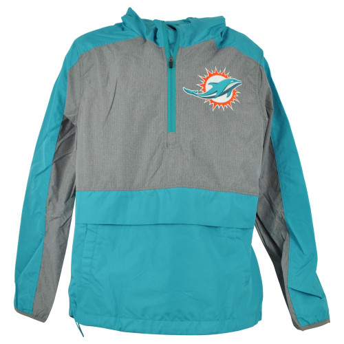 NFL Miami Dolphins Football Long Sleeve Adults Men Half-Zip Hooded Jacket