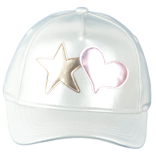 Heart Star Bright Silver Girls Fashion Adjustable Curved Bill Youth Kids Hat Cap