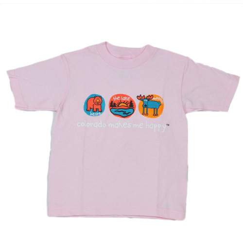 Colorado Makes Me Happy Bears Lake Moose Toddler Tshirt Tee 3T Pink Girls USA