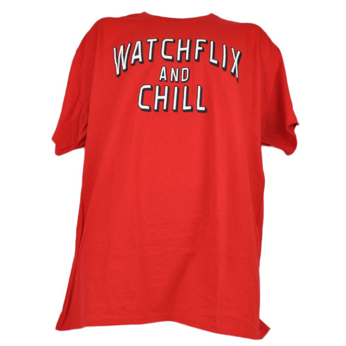 Watchflix and Chill Watch Movies Red Mens Tshirt Tee Funny Short Sleeve MEDIUM